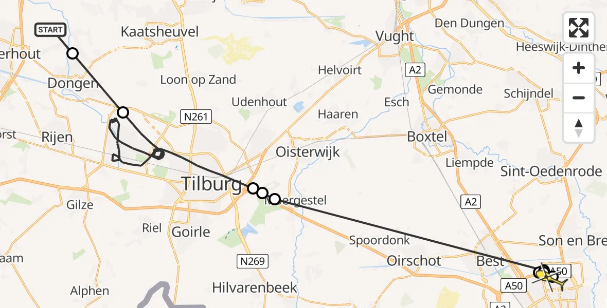 Routekaart van de vlucht: Politiehelikopter naar Eindhoven, Groenendijk