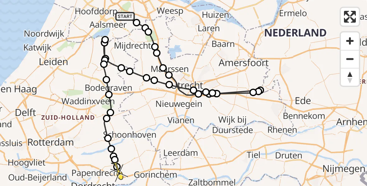 Routekaart van de vlucht: Politiehelikopter naar Sliedrecht, Troubadour
