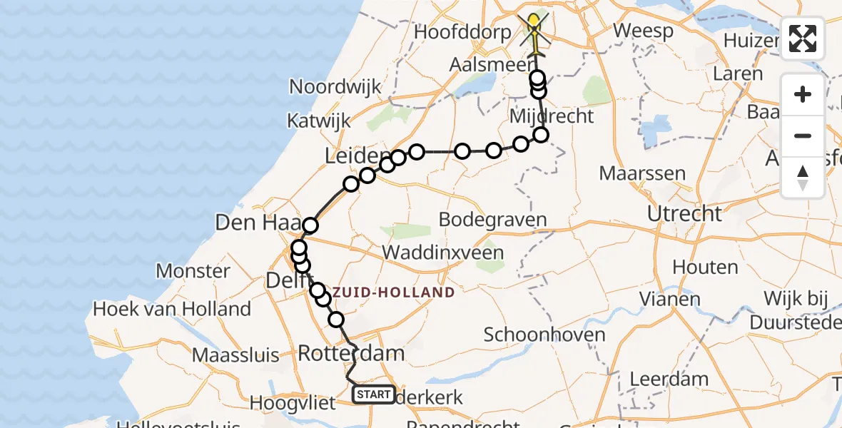 Routekaart van de vlucht: Politiehelikopter naar Amstelveen, Vinkenbaan