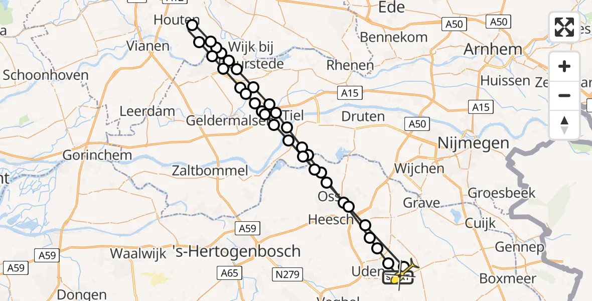 Routekaart van de vlucht: Lifeliner 3 naar Vliegbasis Volkel, Patersweg