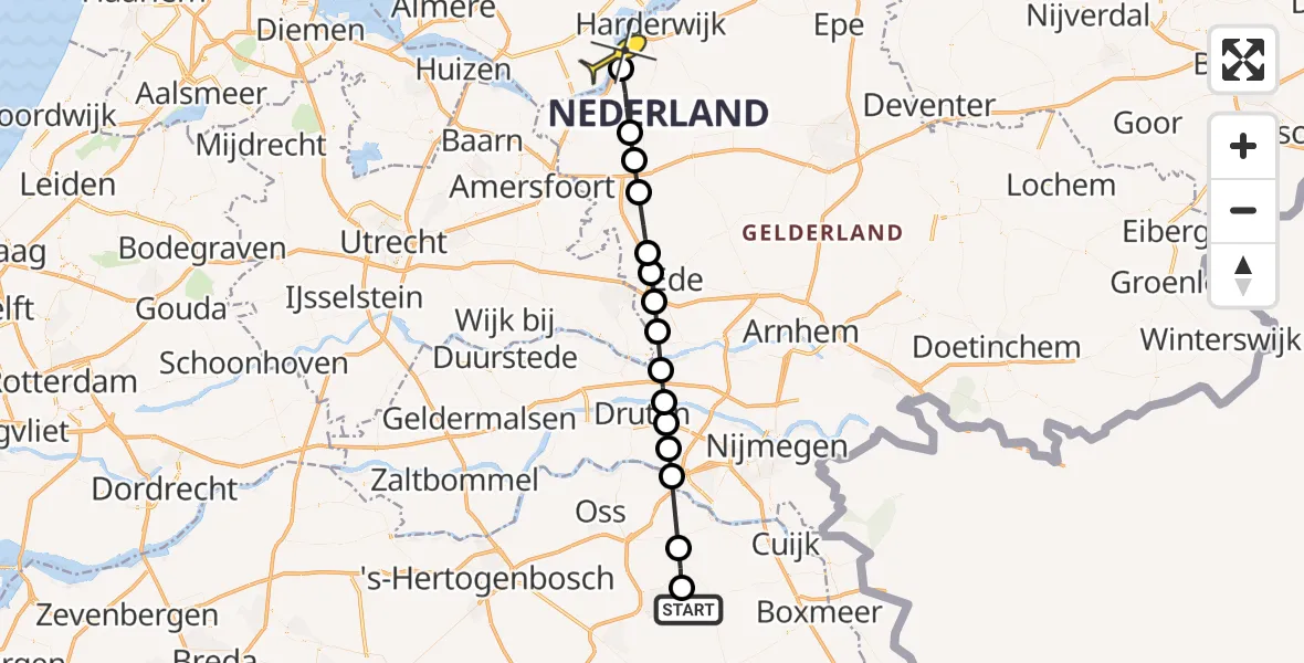Routekaart van de vlucht: Lifeliner 3 naar Zeewolde, Zeelandsedijk