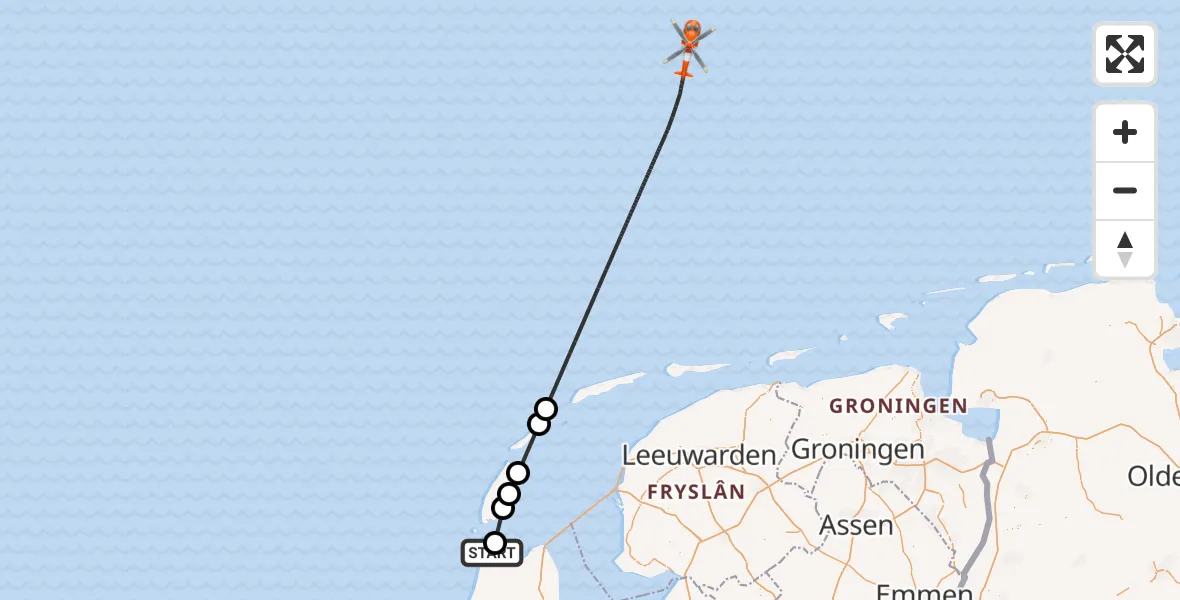 Vluchtroute Kustwachthelikopter Vliegveld De Kooy - , 01 juli 2025, 13:35