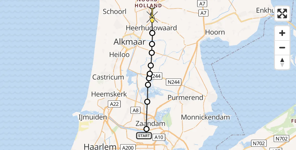 Routekaart van de vlucht: Lifeliner 1 naar Heerhugowaard, Elbaweg