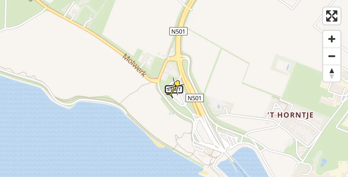 Routekaart van de vlucht: Ambulanceheli naar Den Hoorn, Teso