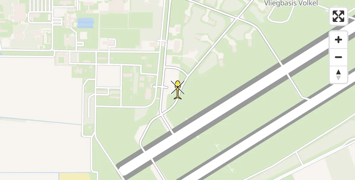 Vluchtroute Politiehelikopter van Vliegbasis Volkel naar Vliegbasis Volkel