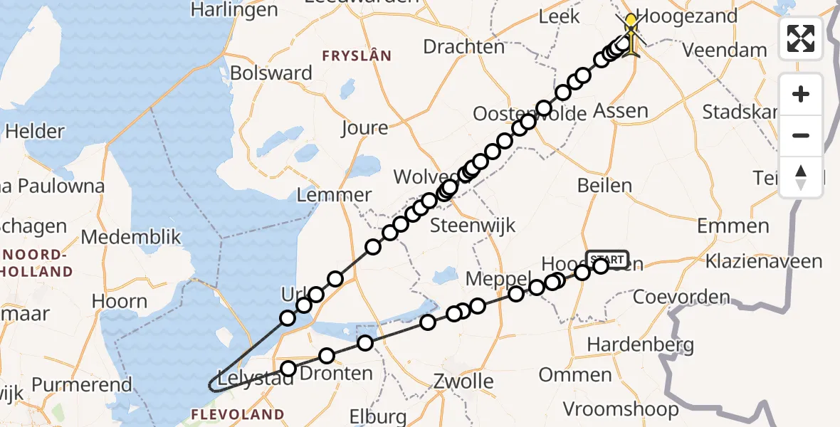 Routekaart van de vlucht: Lifeliner 4 naar Groningen Airport Eelde, Bieslook