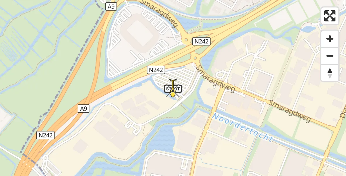 Routekaart van de vlucht: Ambulanceheli naar Alkmaar, Parelweg