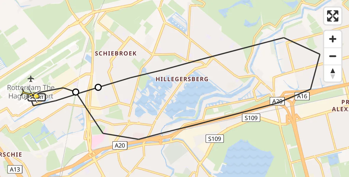 Routekaart van de vlucht: Lifeliner 2 naar Rotterdam The Hague Airport, Zestienhoven
