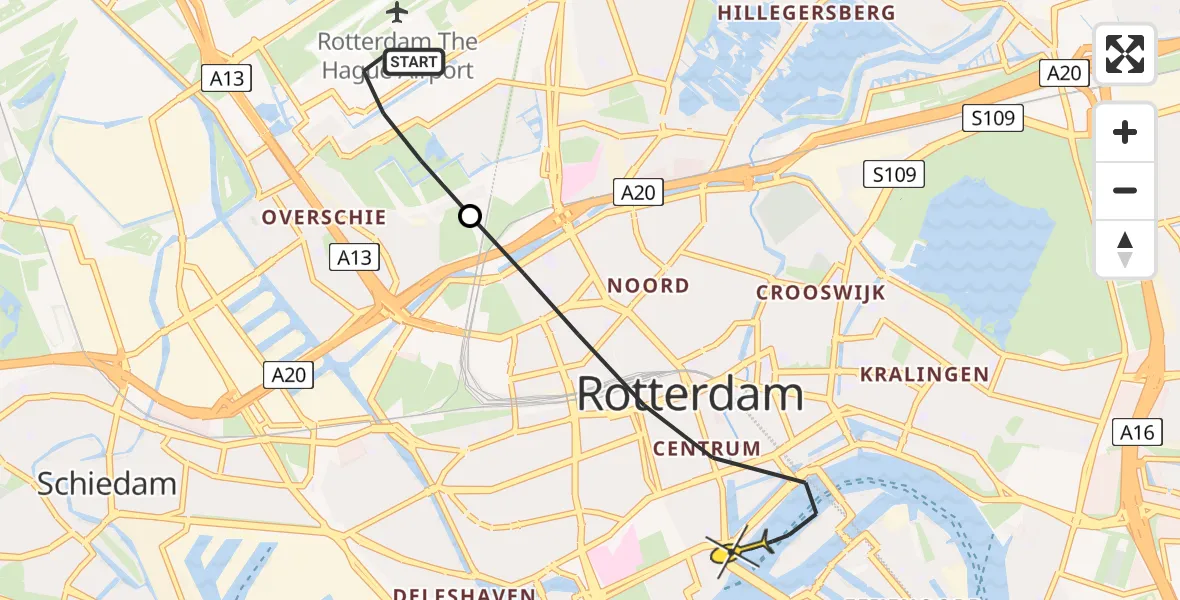 Routekaart van de vlucht: Lifeliner 2 naar Rotterdam, Terletpad