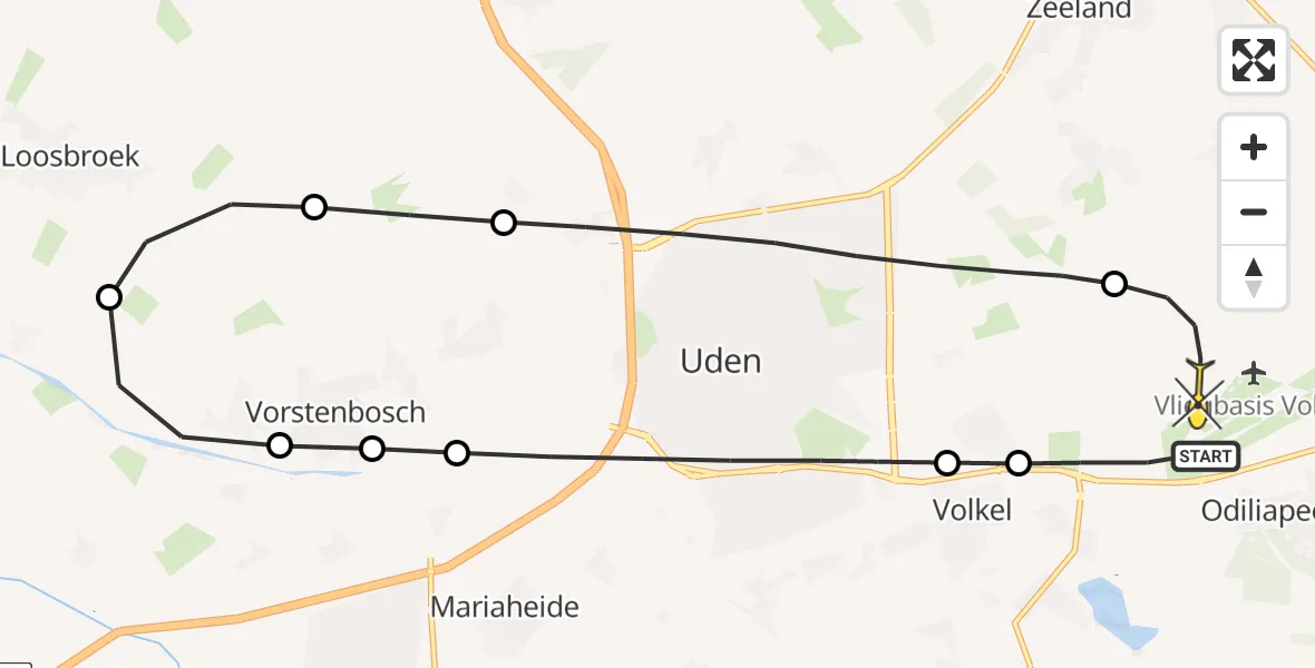 Routekaart van de vlucht: Lifeliner 3 naar Vliegbasis Volkel, Heideweg
