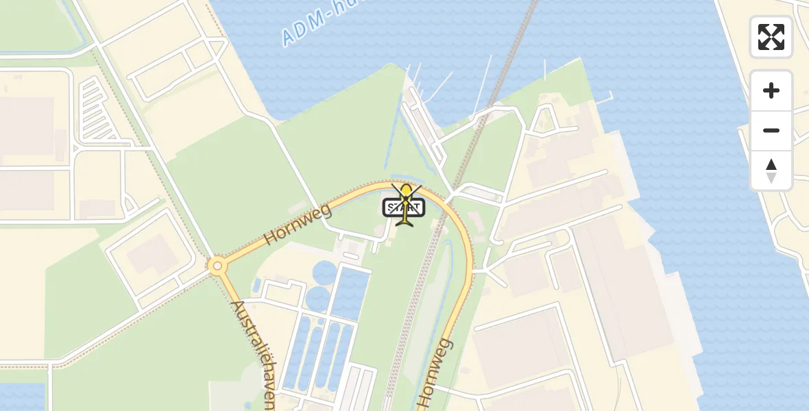 Routekaart van de vlucht: Lifeliner 1 naar Amsterdam Heliport, Hornweg