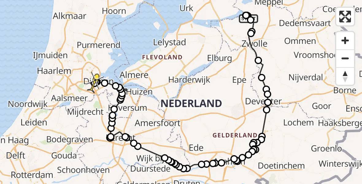 Routekaart van de vlucht: Politiehelikopter naar Amsterdam-Duivendrecht, Jutestraat