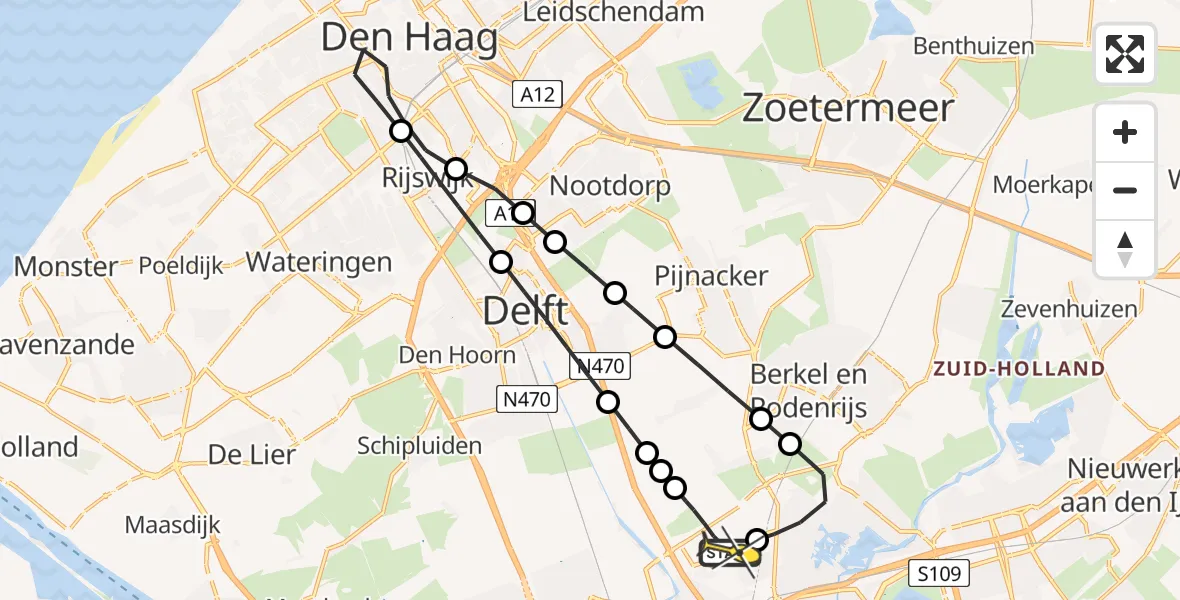 Routekaart van de vlucht: Lifeliner 2 naar Rotterdam The Hague Airport, Brandenburgbaan