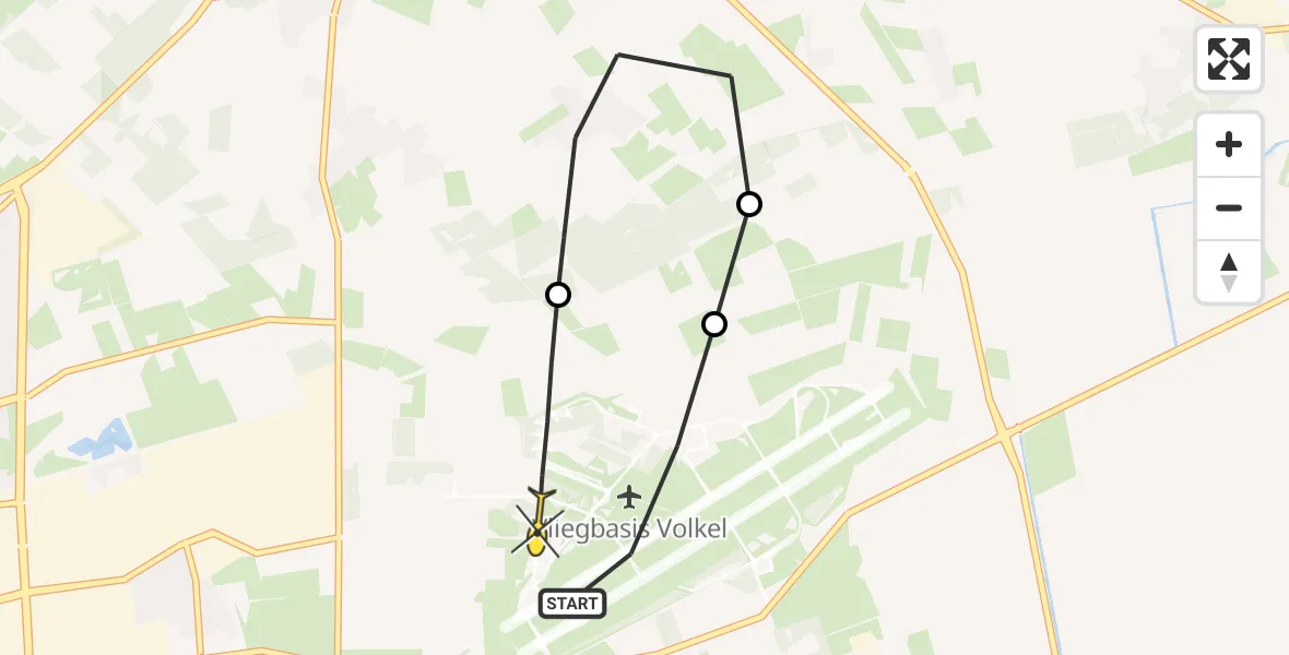 Routekaart van de vlucht: Lifeliner 3 naar Vliegbasis Volkel, Zeelandsedijk