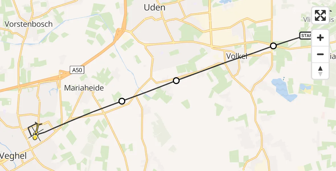Routekaart van de vlucht: Lifeliner 3 naar Veghel, Zeelandsedijk