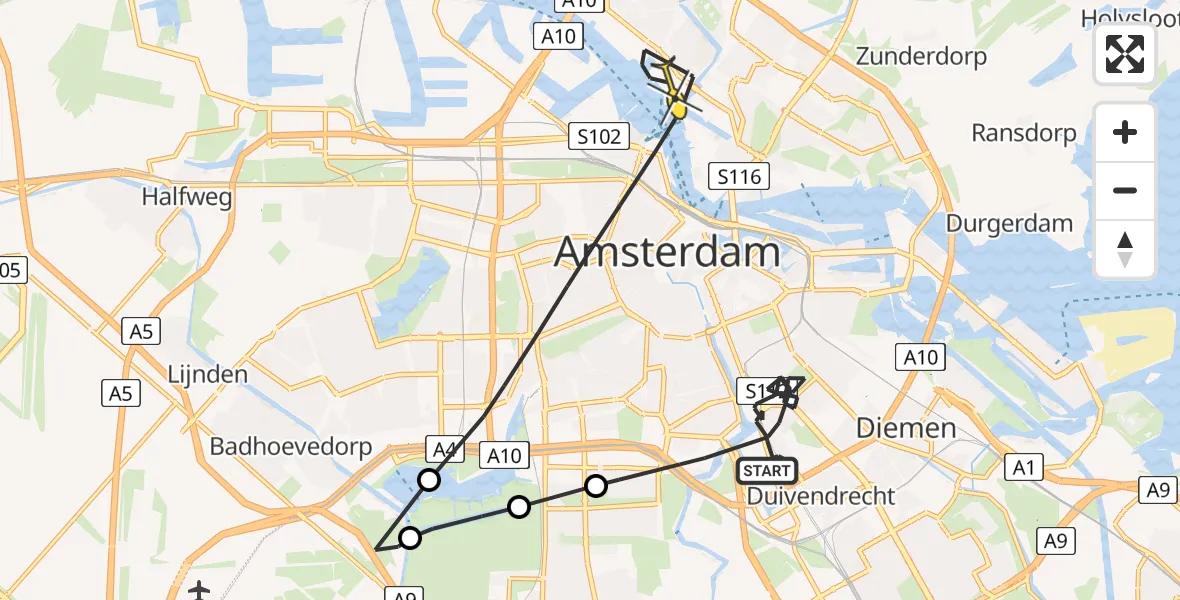 Routekaart van de vlucht: Politieheli naar Amsterdam, Réaumurstraat