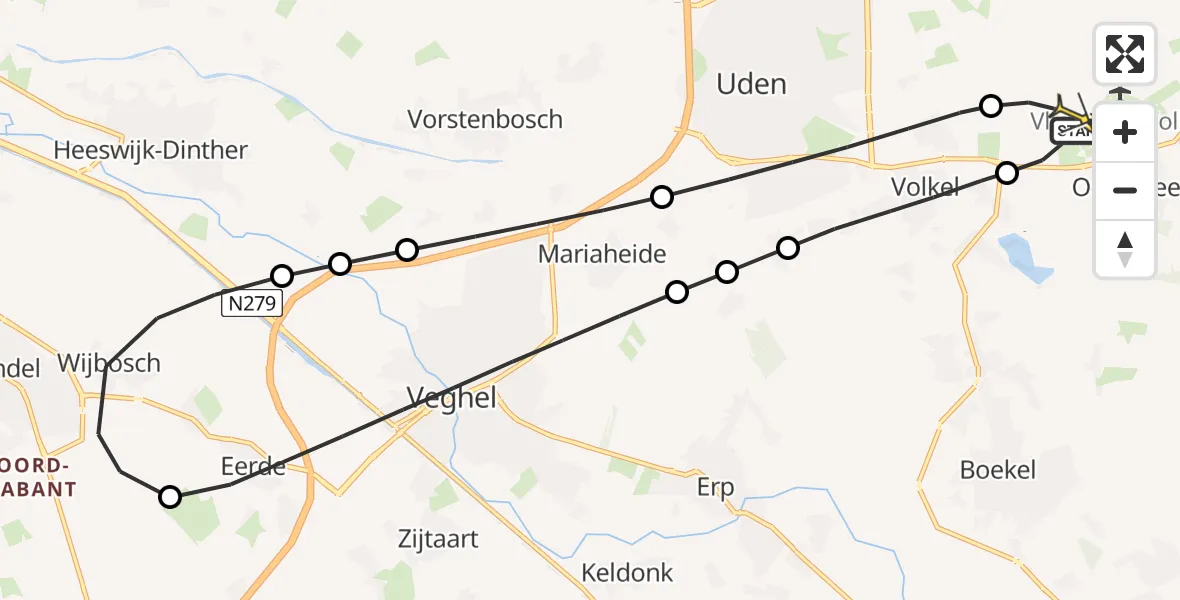 Routekaart van de vlucht: Lifeliner 3 naar Vliegbasis Volkel, Rouwstraat