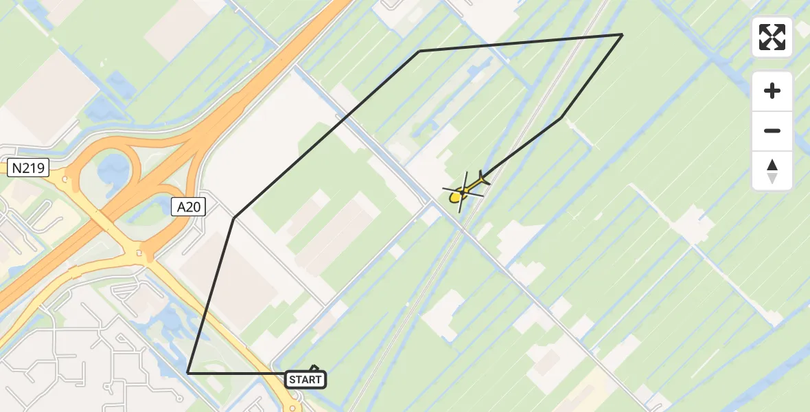 Routekaart van de vlucht: Lifeliner 2 naar Nieuwerkerk aan den IJssel, Parallelweg-Zuid