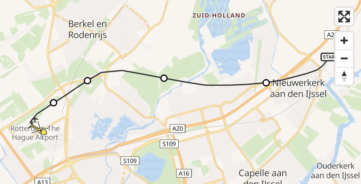 Routekaart van de vlucht: Lifeliner 2 naar Rotterdam The Hague Airport, Dalkruid