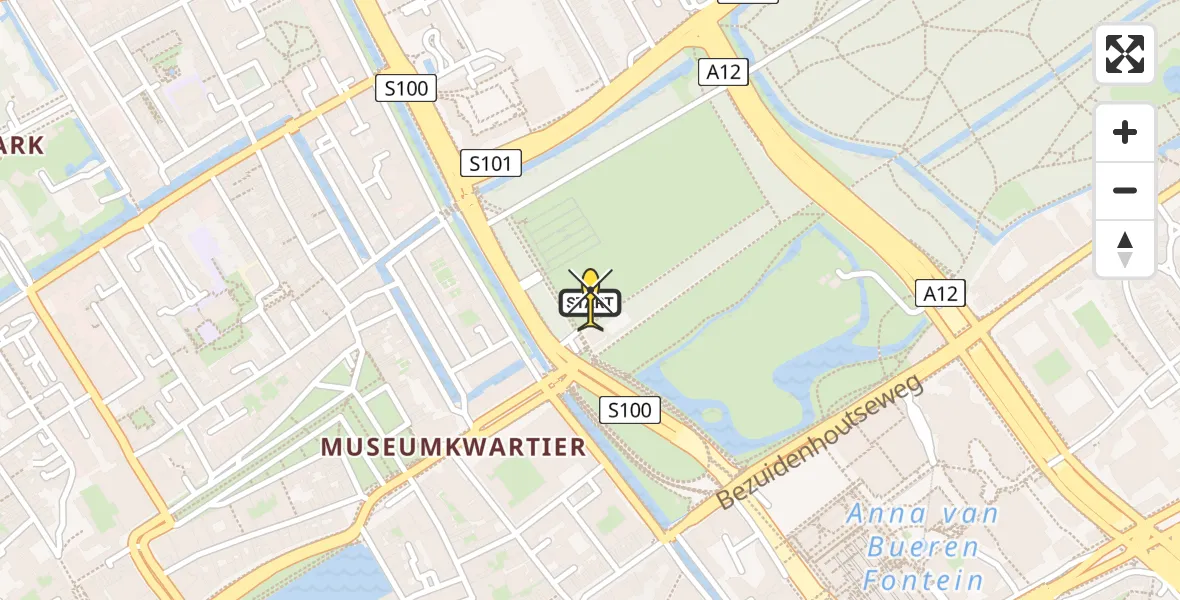 Routekaart van de vlucht: Lifeliner 2 naar Den Haag, Koekamplaan