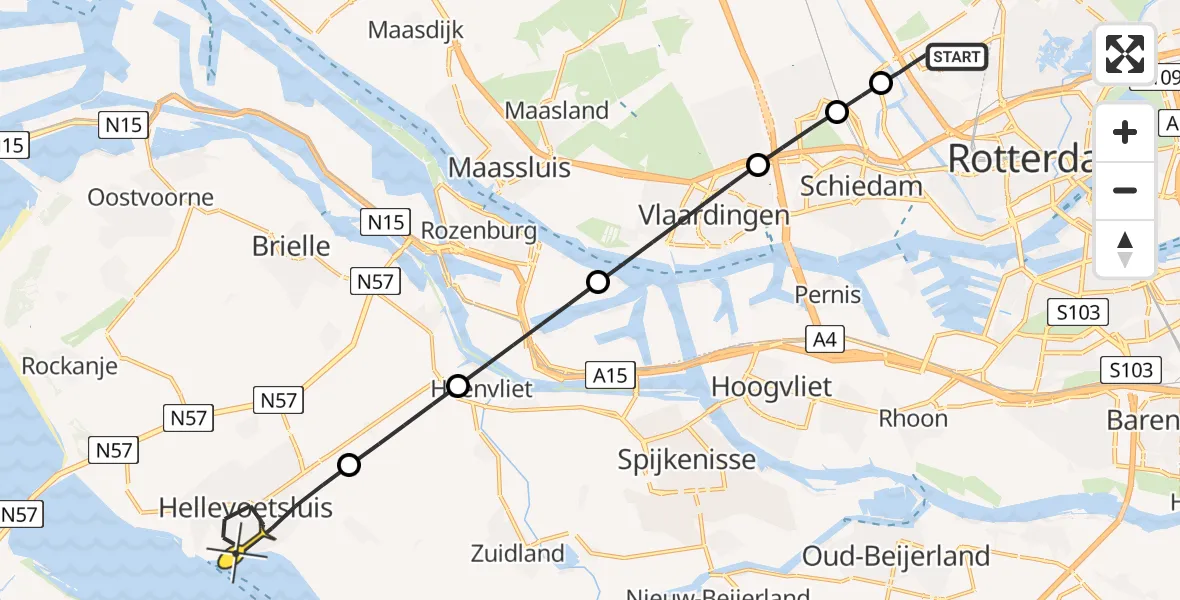 Routekaart van de vlucht: Lifeliner 2 naar Hellevoetsluis, Katershofpad