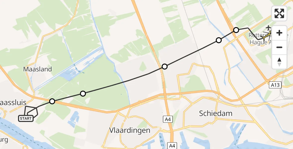 Routekaart van de vlucht: Lifeliner 2 naar Rotterdam The Hague Airport, Maria Rutgersstraat