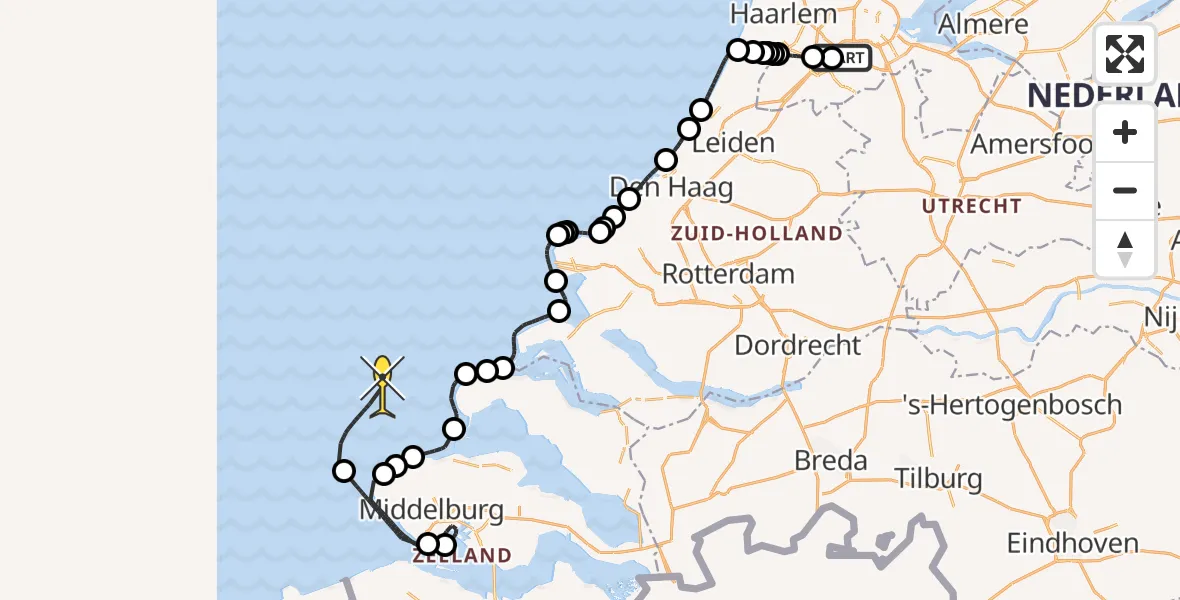 Routekaart van de vlucht: Politieheli naar Ceintuurbaan