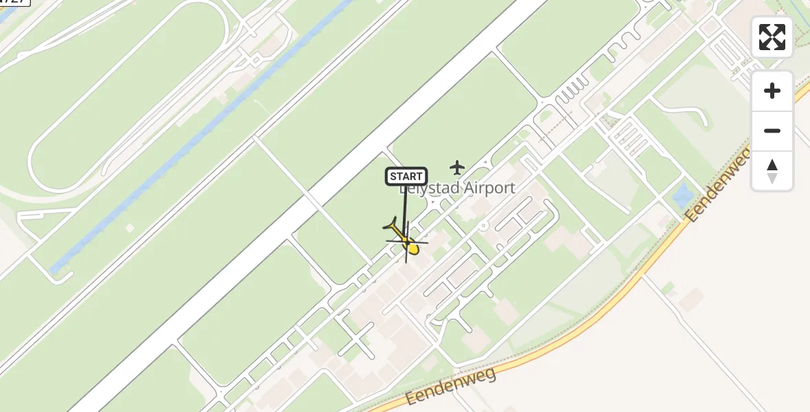 Routekaart van de vlucht: Traumahelikopter naar Lelystad Airport, Emoeweg