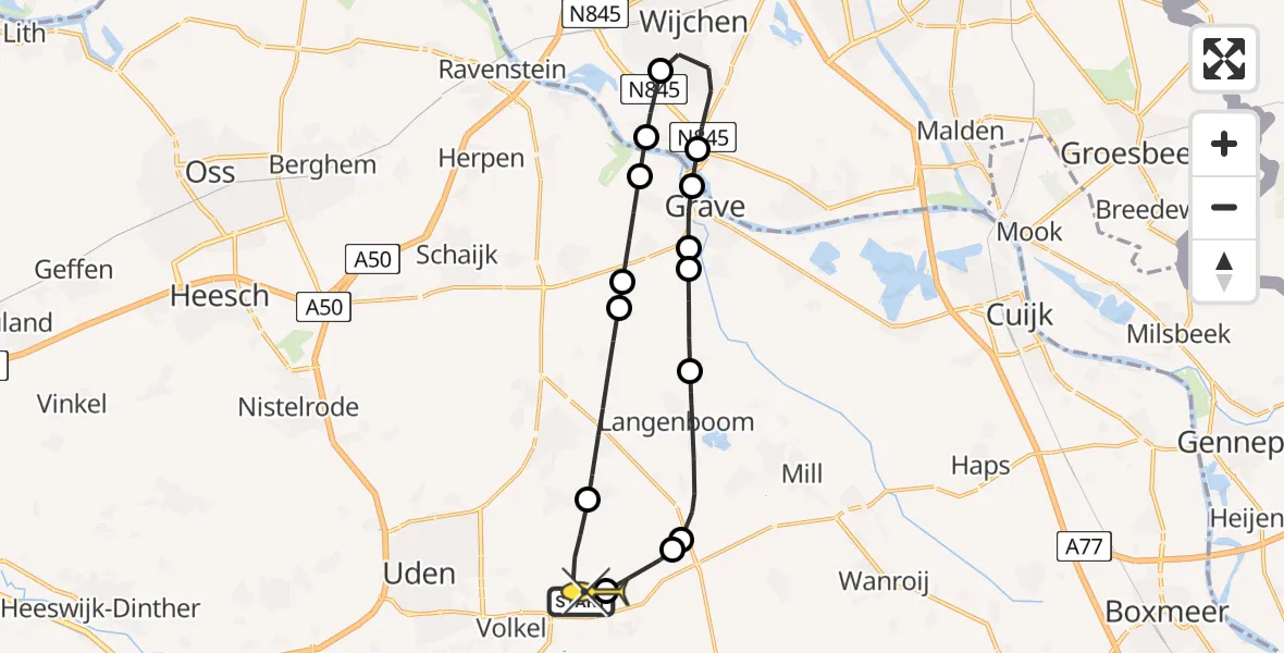 Routekaart van de vlucht: Lifeliner 3 naar Vliegbasis Volkel, zeelandsedijk