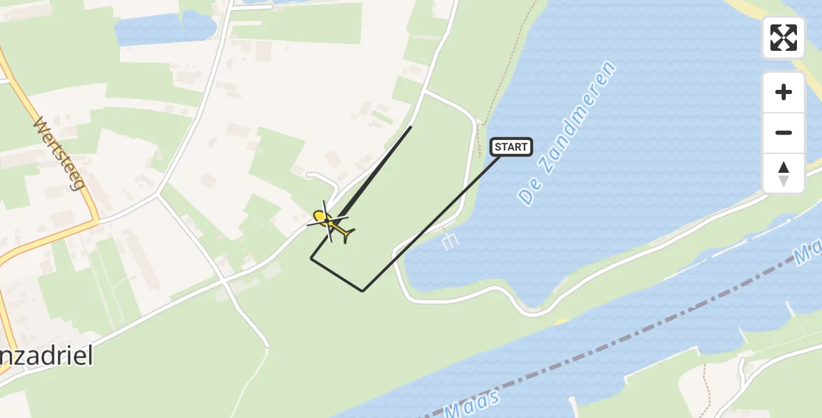 Routekaart van de vlucht: Politieheli naar Hoenzadriel, Hoenzadrielsedijk