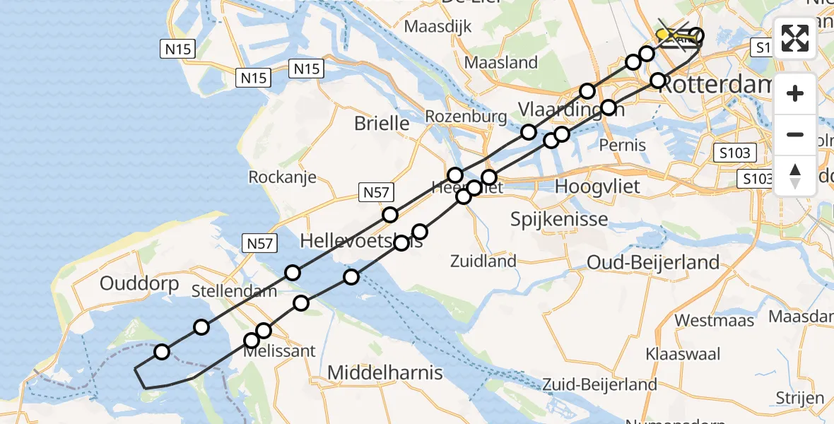 Routekaart van de vlucht: Lifeliner 2 naar Rotterdam The Hague Airport, Vliegveldweg