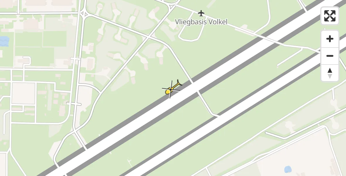 Vluchtroute Traumahelikopter van Vliegbasis Volkel naar Vliegbasis Volkel