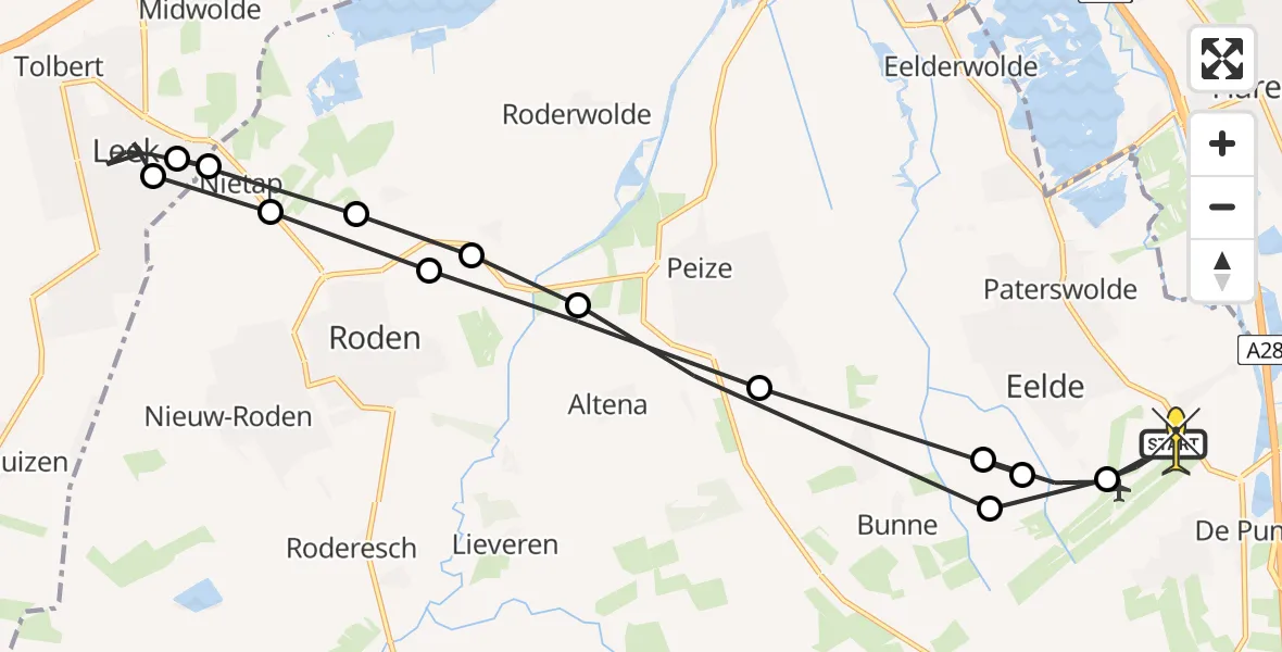 Routekaart van de vlucht: Lifeliner 4 naar Groningen Airport Eelde, Veldkampweg