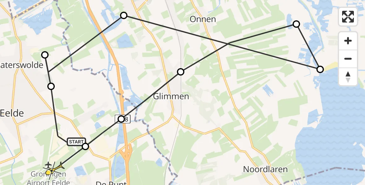 Routekaart van de vlucht: Lifeliner 4 naar Groningen Airport Eelde, Esweg