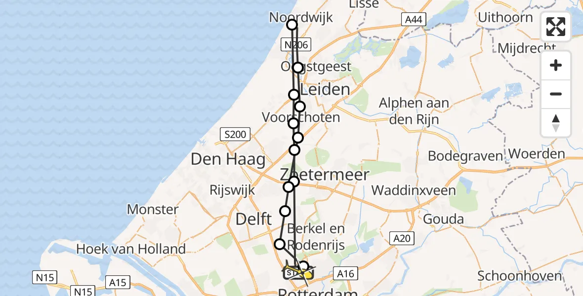 Routekaart van de vlucht: Lifeliner 2 naar Rotterdam The Hague Airport, Golfclub Westerpark