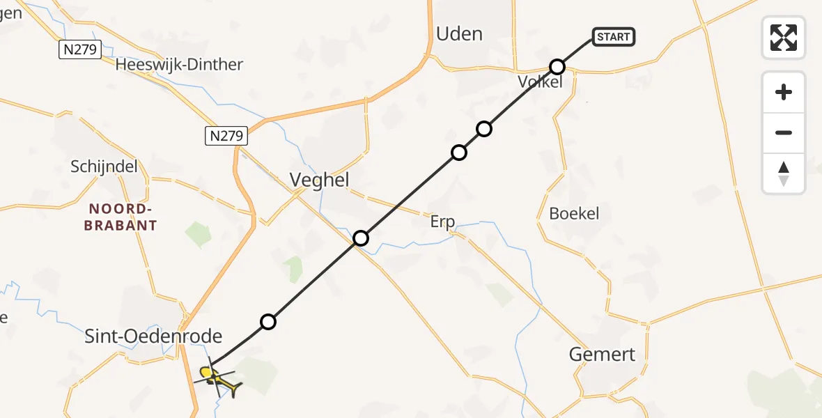 Routekaart van de vlucht: Lifeliner 3 naar Sint-Oedenrode, Zeelandsedijk