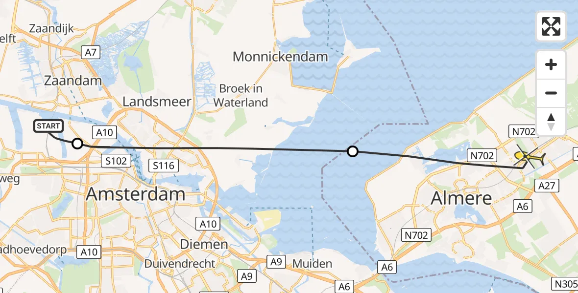 Routekaart van de vlucht: Lifeliner 1 naar Almere, Maltaweg