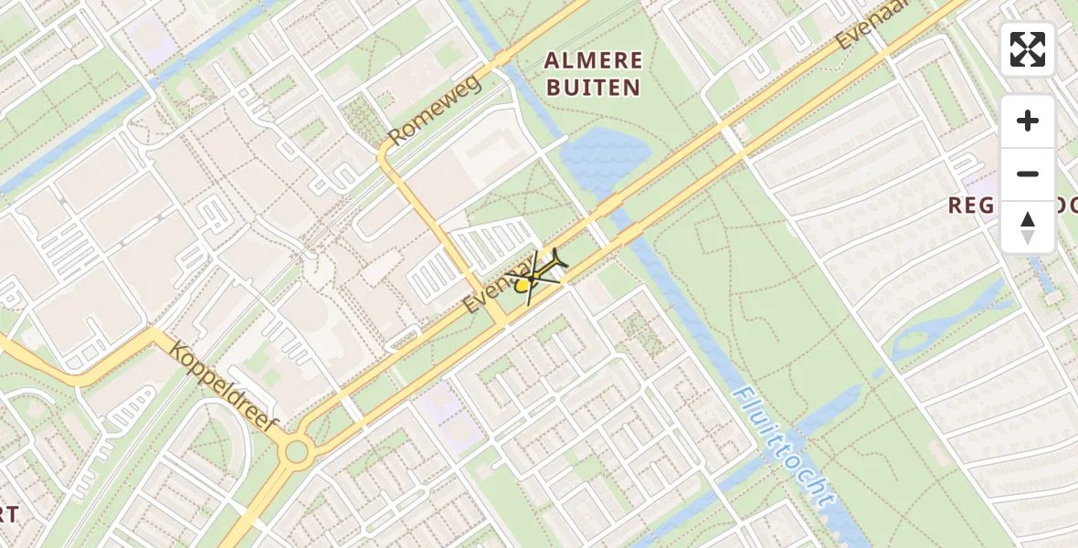 Routekaart van de vlucht: Lifeliner 1 naar Almere