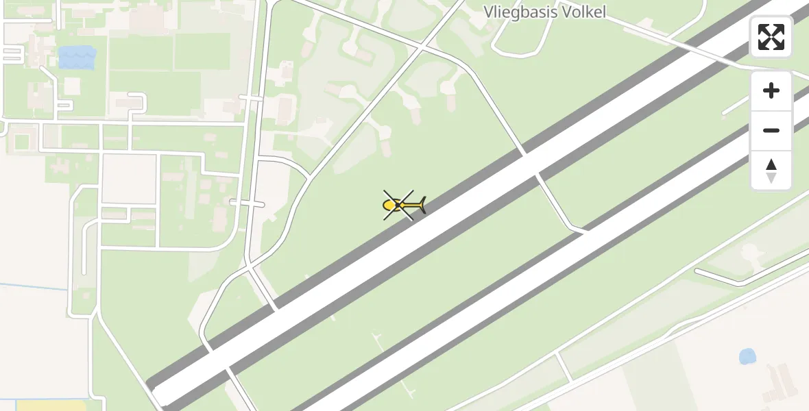 Vluchtroute Traumahelikopter van Vliegbasis Volkel naar Vliegbasis Volkel