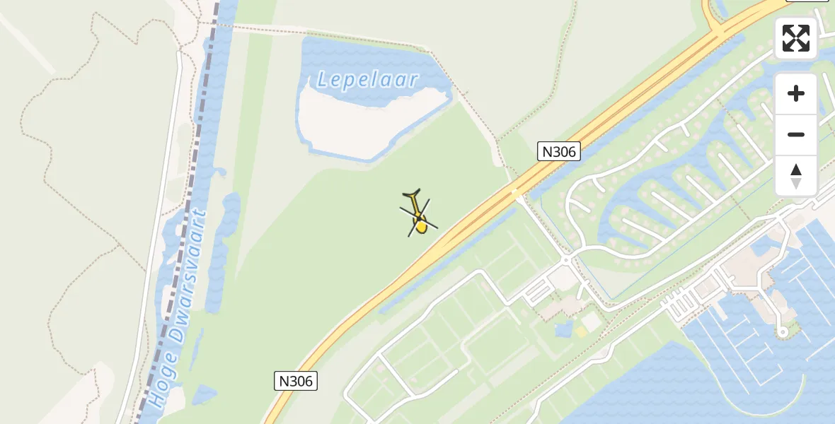 Routekaart van de vlucht: Politiehelikopter naar Biddinghuizen