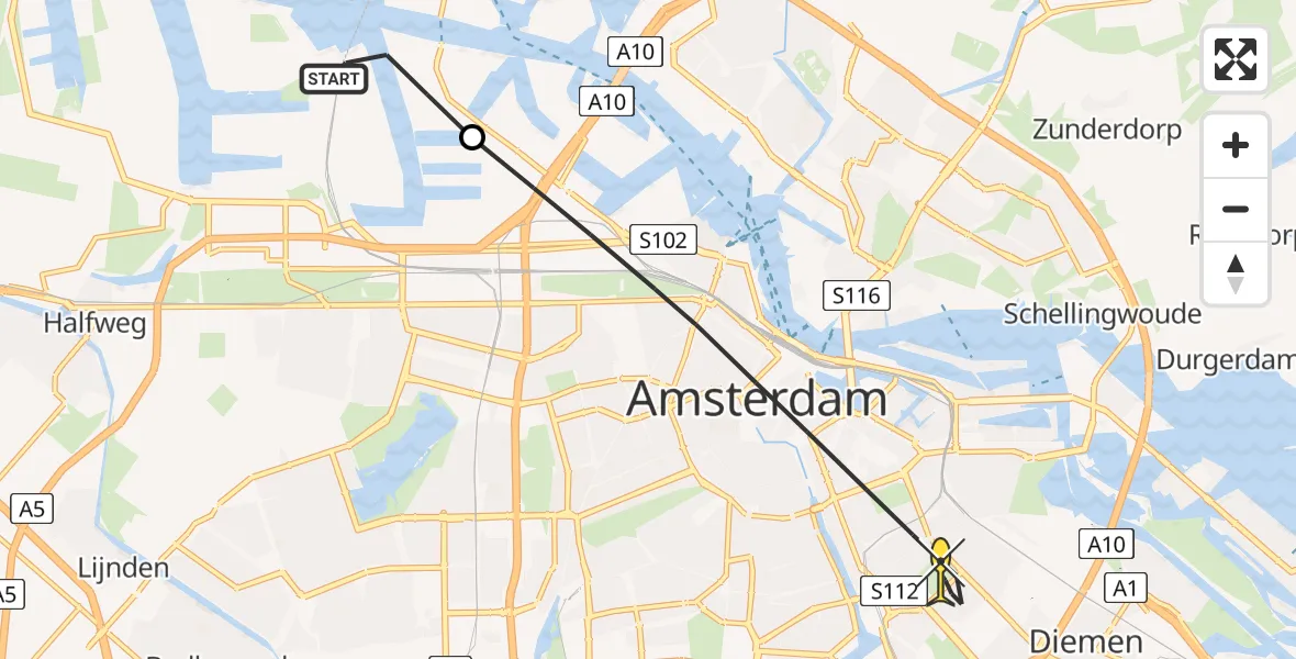 Routekaart van de vlucht: Lifeliner 1 naar Amsterdam, Kajuitpad