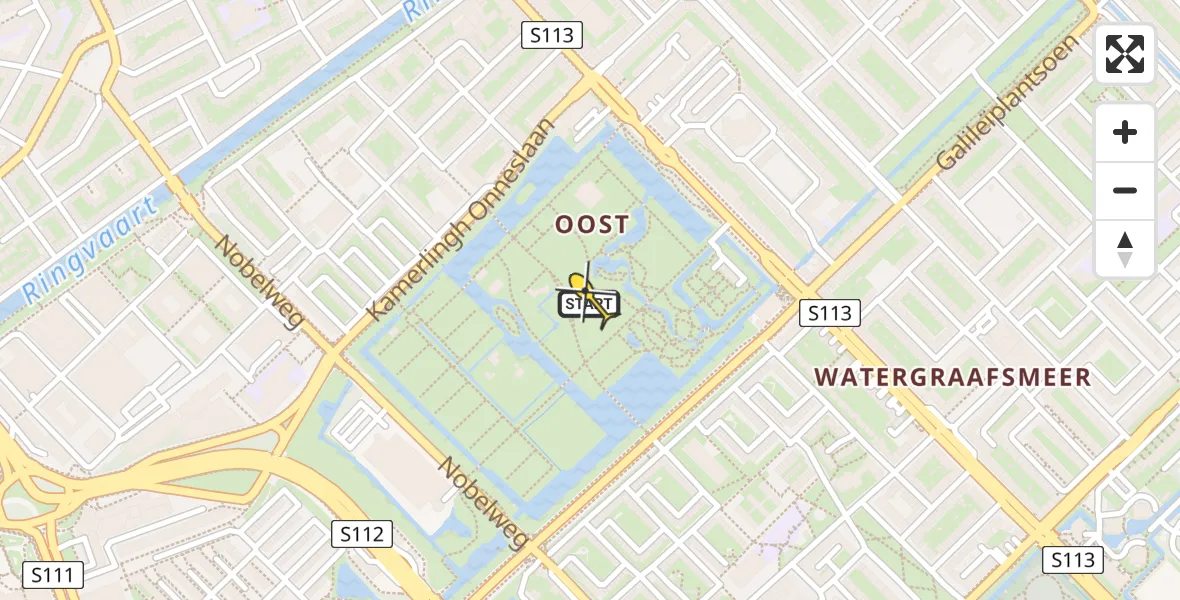 Routekaart van de vlucht: Lifeliner 1 naar Amsterdam, Slingerlaan