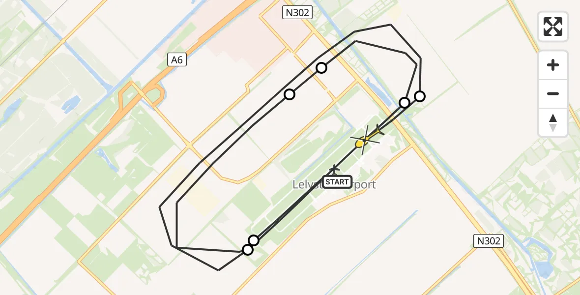 Routekaart van de vlucht: Traumahelikopter naar Lelystad Airport, Zonnepark Meerkoetenweg Lelystad
