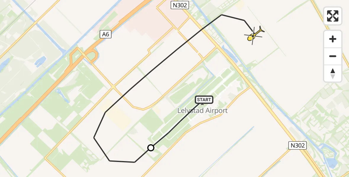 Routekaart van de vlucht: Traumaheli naar Lelystad, Eendenweg