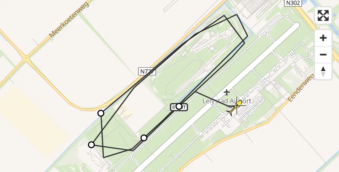 Routekaart van de vlucht: Traumaheli naar Lelystad Airport, Talingweg