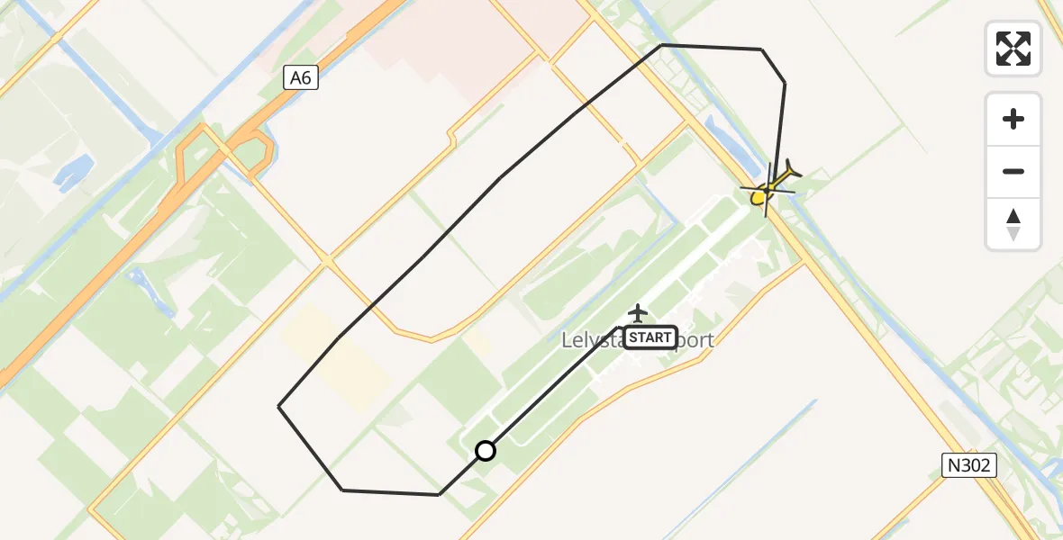 Routekaart van de vlucht: Traumaheli naar Lelystad Airport, Eendenweg