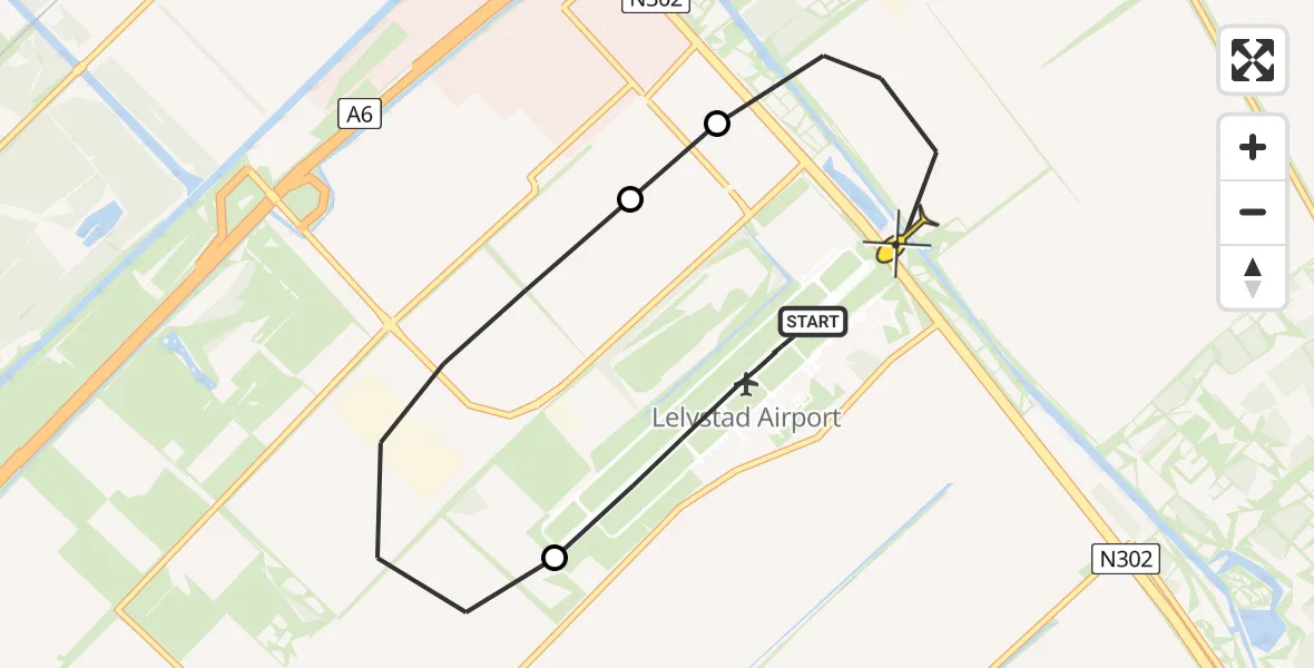 Routekaart van de vlucht: Traumaheli naar Lelystad Airport, Eendenweg