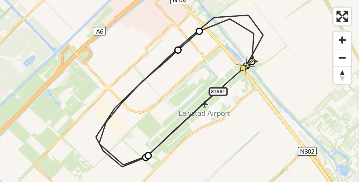Routekaart van de vlucht: Traumaheli naar Lelystad Airport, Eendenweg