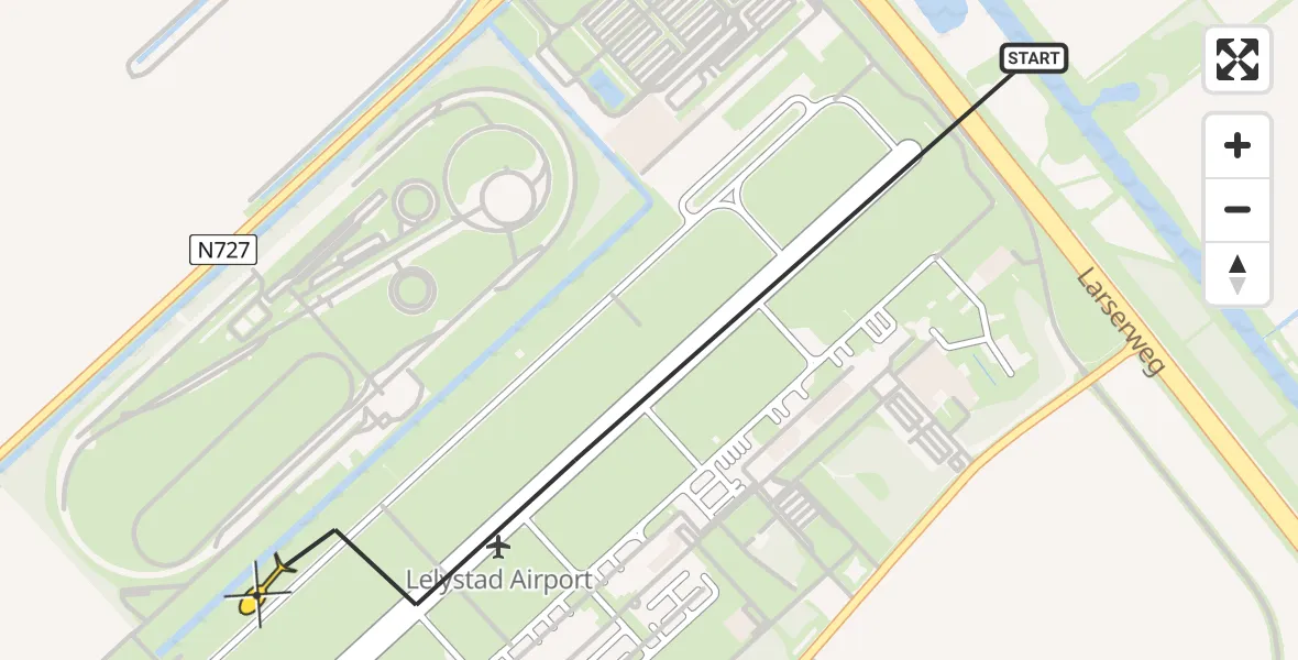 Routekaart van de vlucht: Traumaheli naar Lelystad Airport, Eendenweg