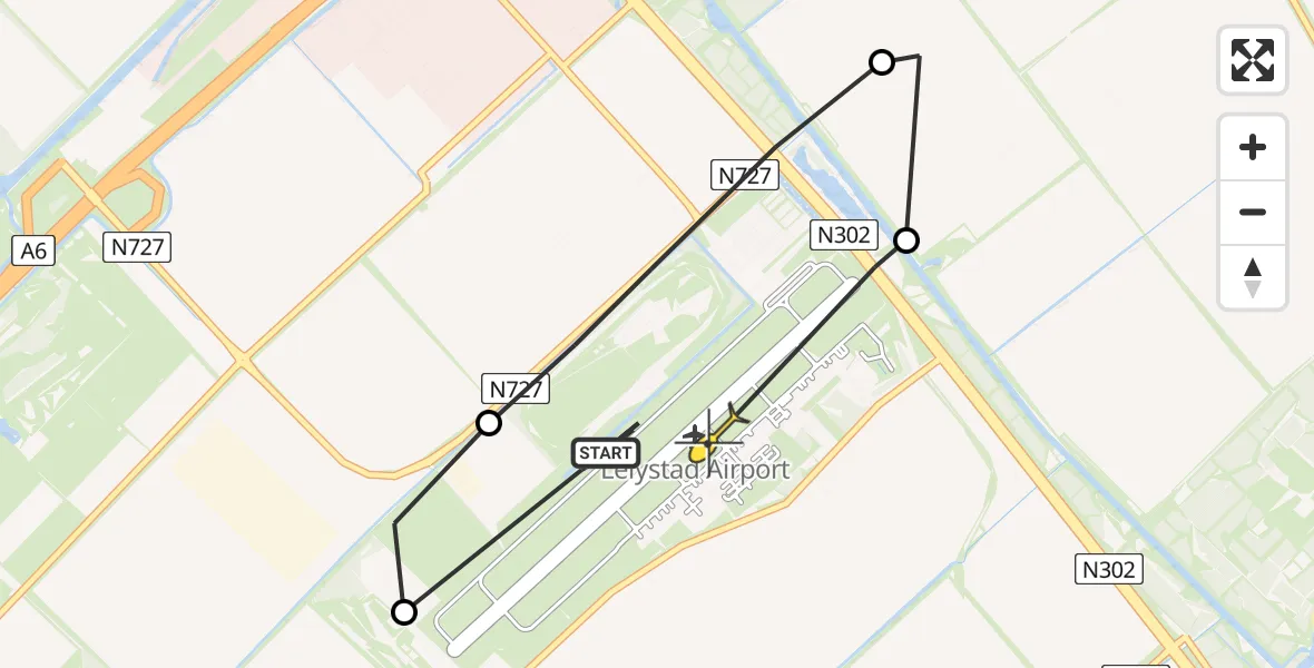 Routekaart van de vlucht: Traumaheli naar Lelystad Airport, Talingweg